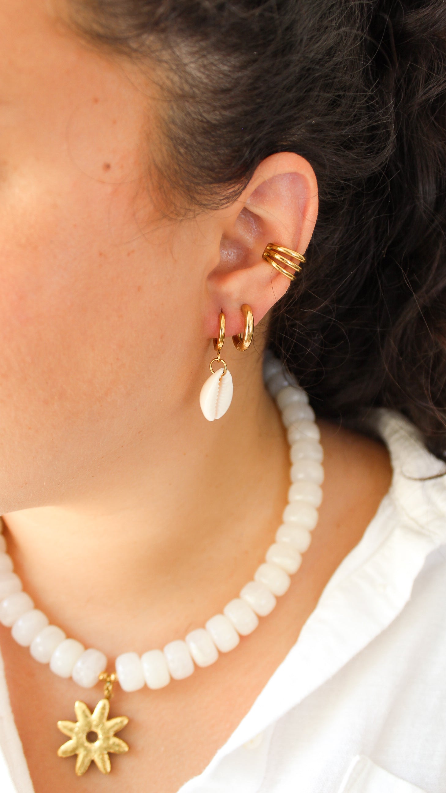Boucles d'Oreilles Coquillage Cauri - Collection Sous l'Océan